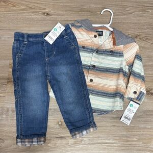 Striped Hoodie and Denim Jeans Set